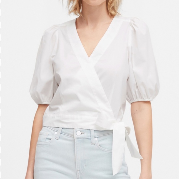Banana Republic Poplin Puff Sleeve Crop Top - PM - Picture 1 of 6